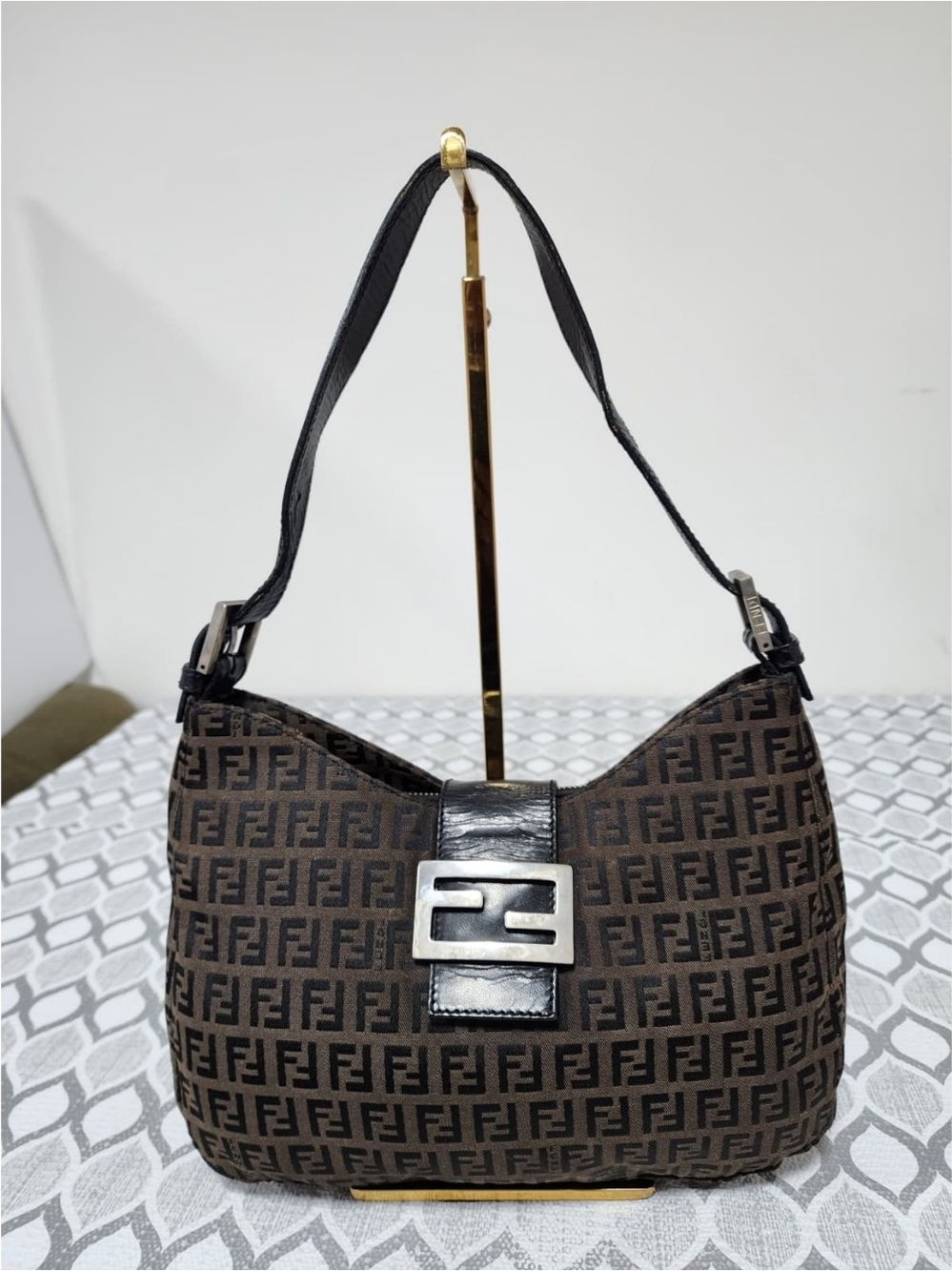 FENDI Zucca Hobo Bag Brown